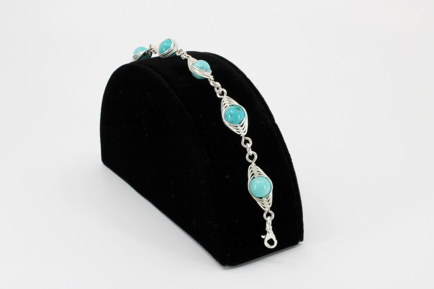 Turquoise and Sterling Silver Herringbone Bracelet