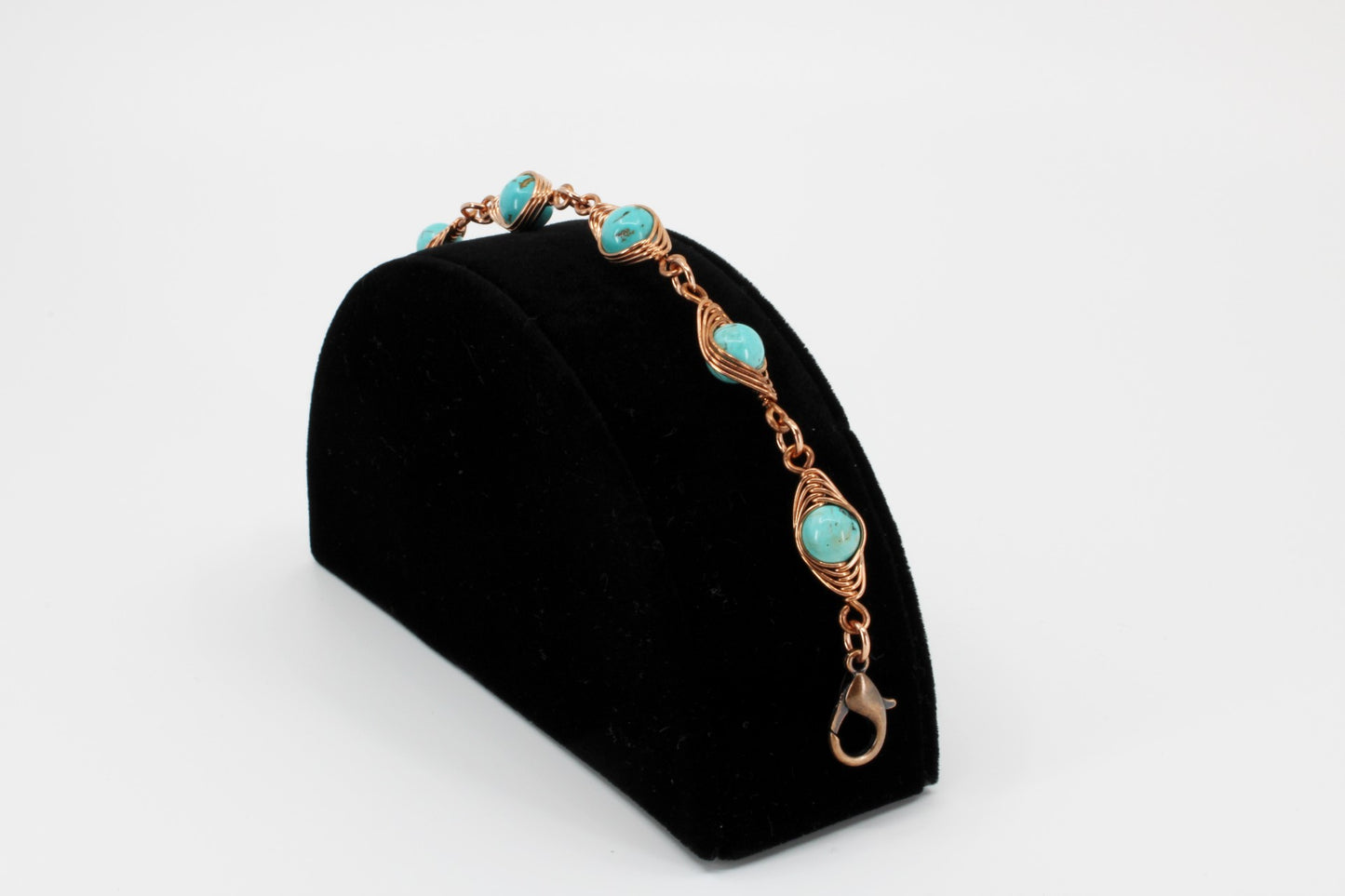 Turquoise and Copper Herringbone Bracelet