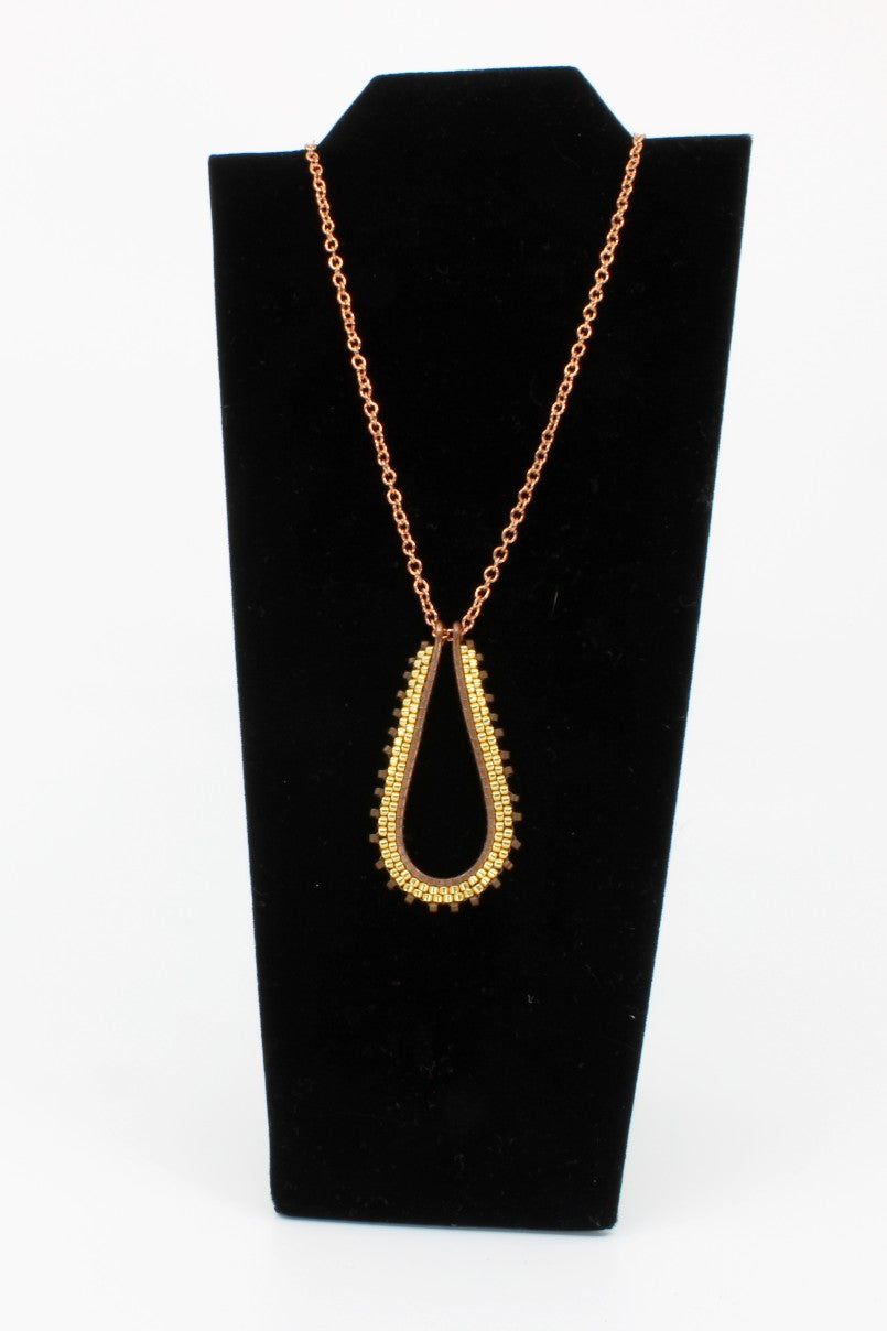 Beaded Teardrop Necklace in Copper