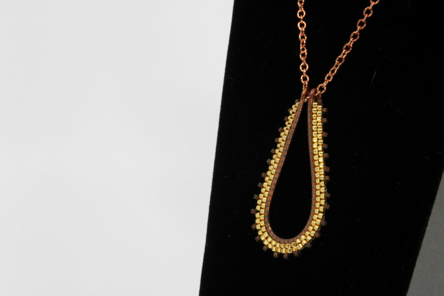 Beaded Teardrop Necklace in Copper