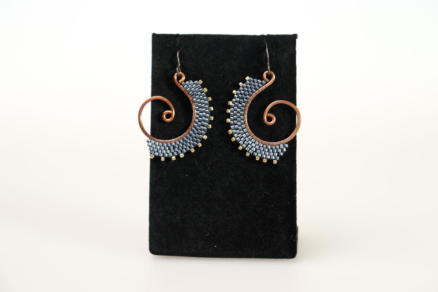 Medium Beaded Fan Earrings in Copper