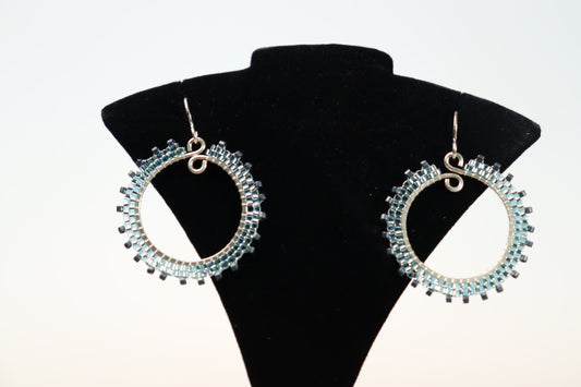 Medium Beaded Wheel Earrings in Sterling Silver