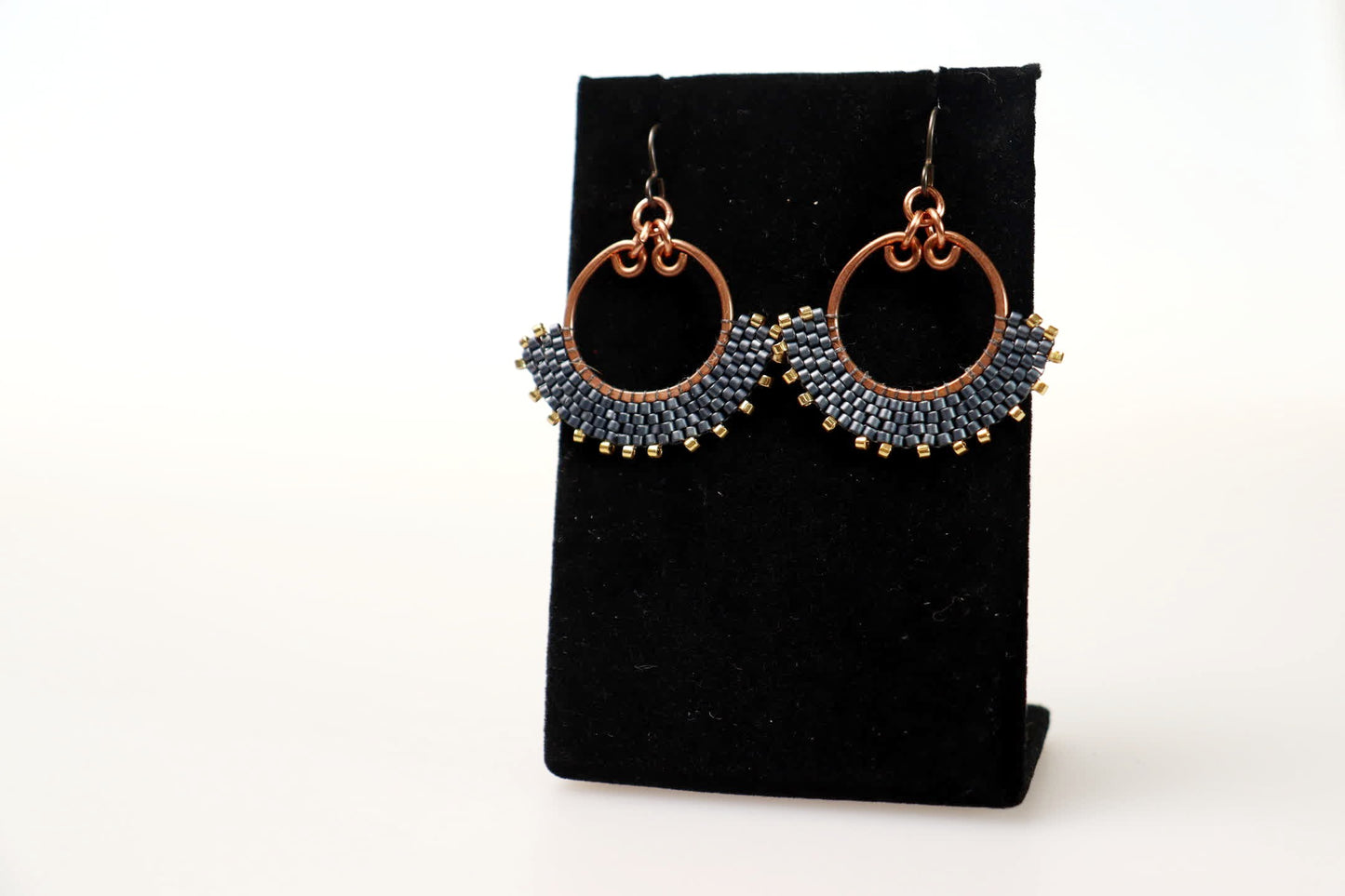 Small Beaded Arch Earrings in Copper