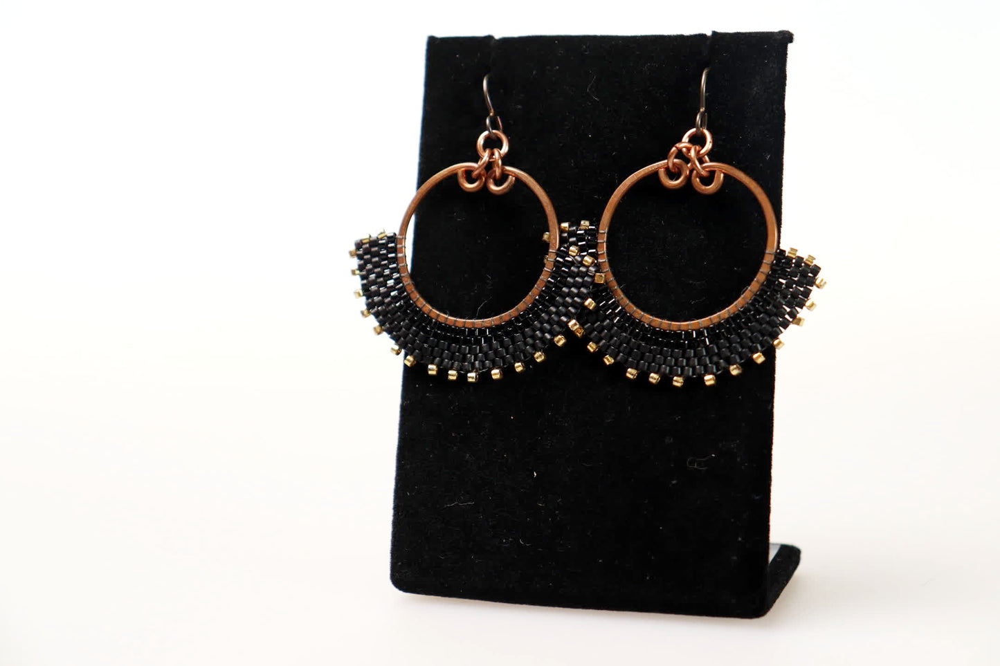 Medium Beaded Arch Earrings in Copper