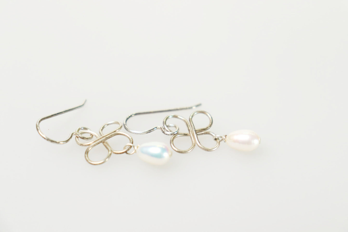 Clover Sterling Silver and Freshwater Pearl Earrings