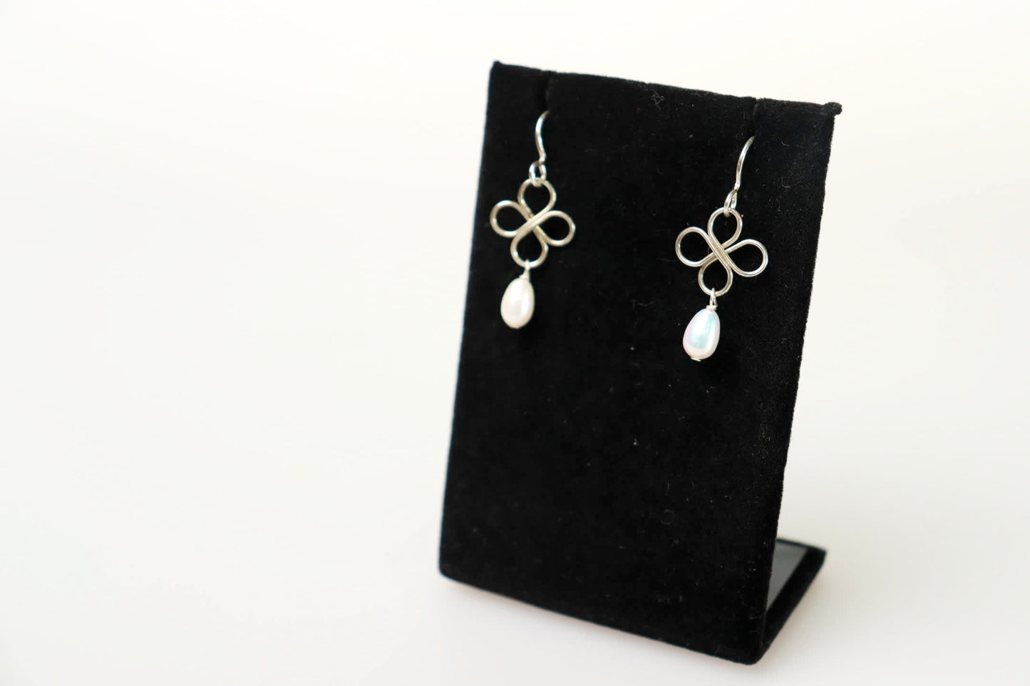 Clover Sterling Silver and Freshwater Pearl Earrings