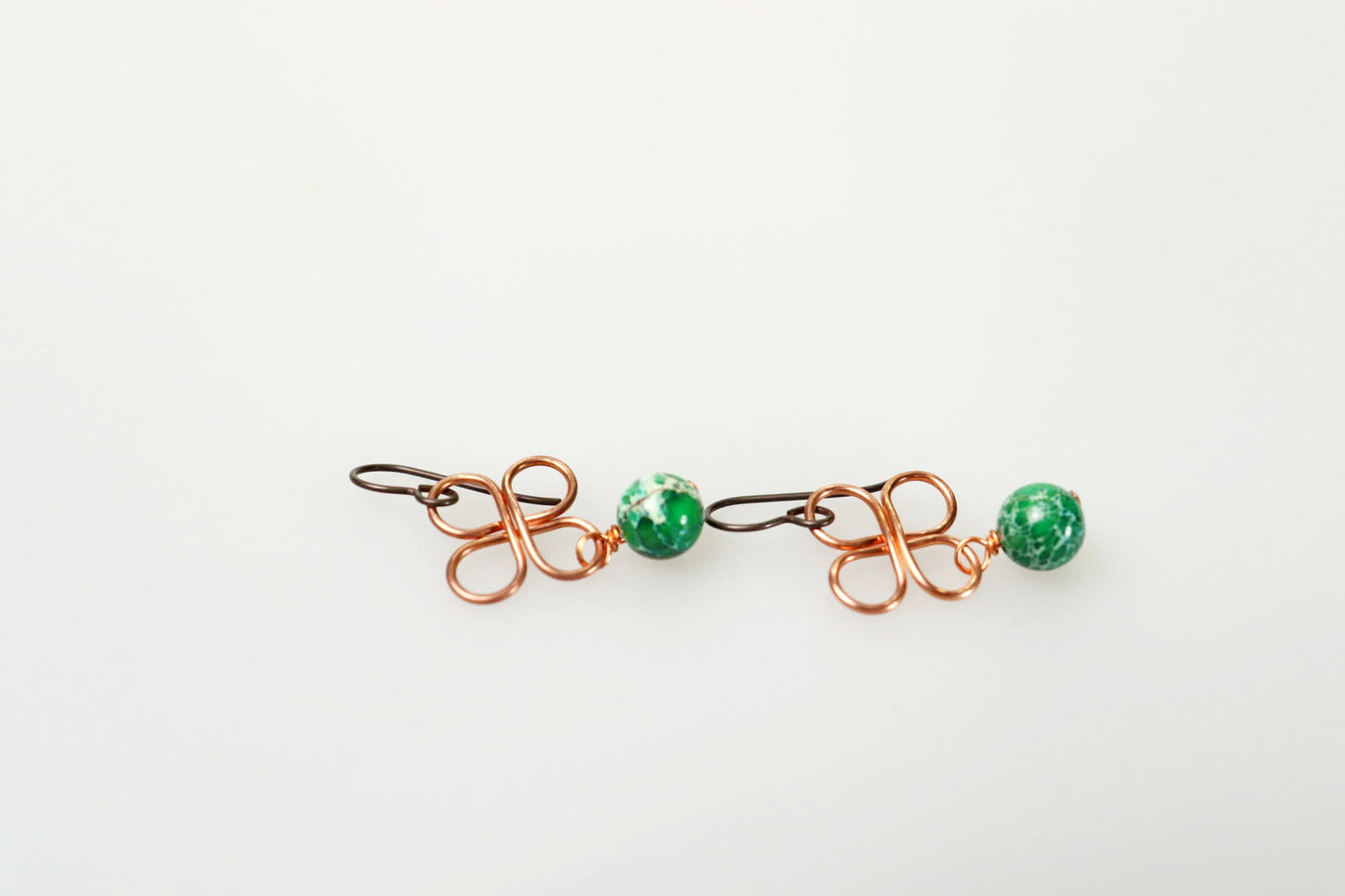 Clover Copper and Green Jasper Earrings