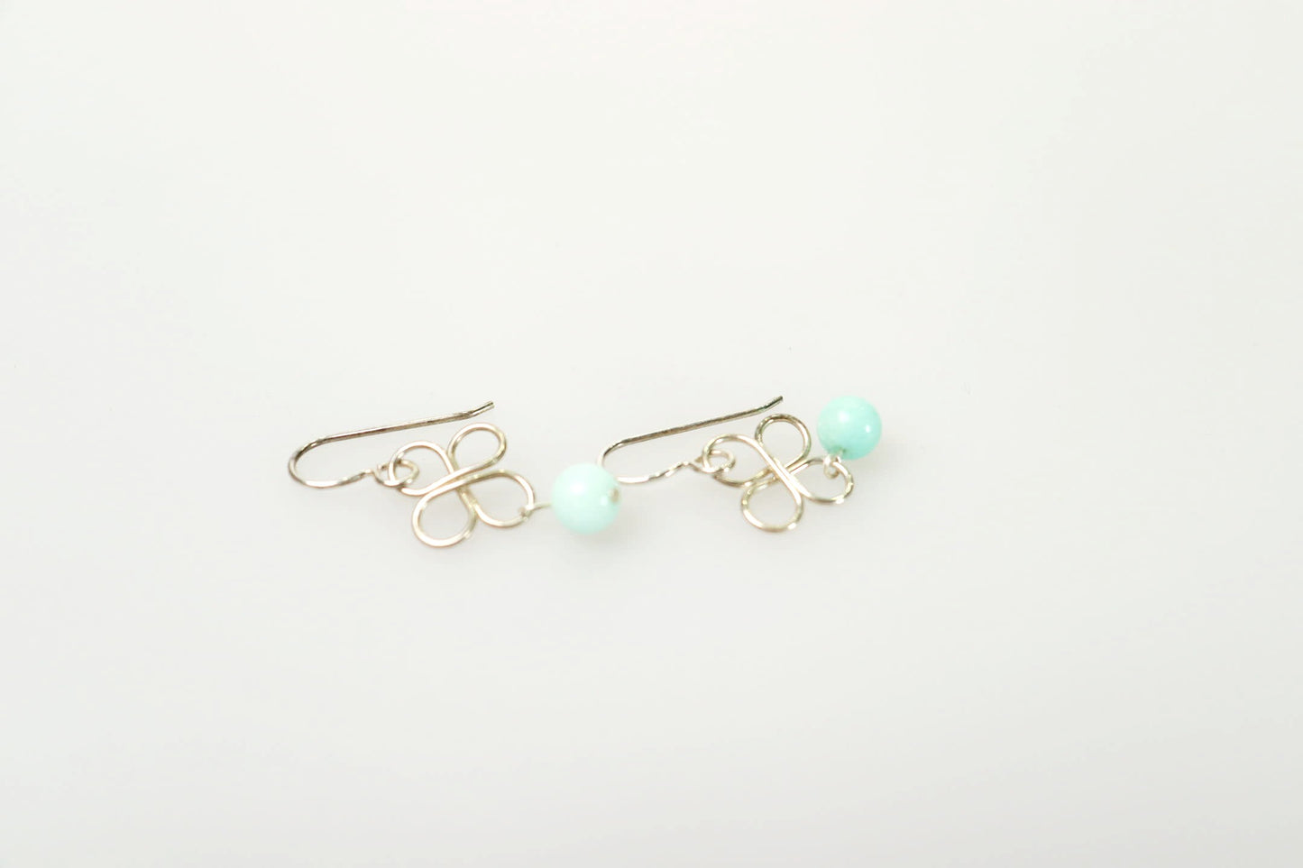 Clover Sterling Silver and Green Chalcedony Earrings
