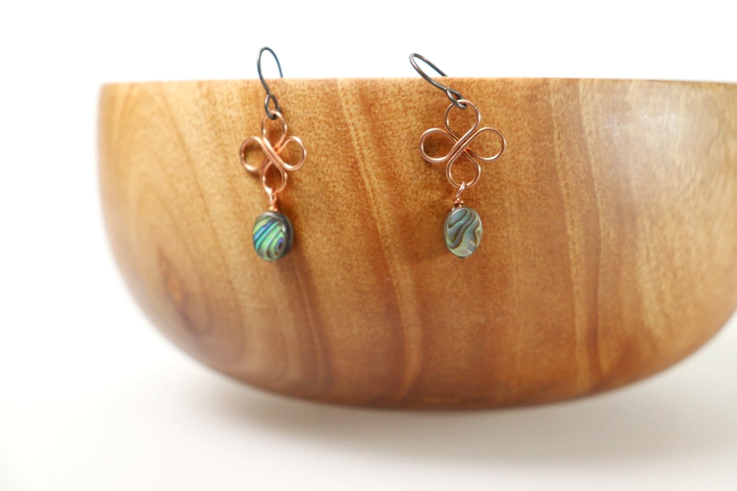 Clover Copper and Abalone Earrings