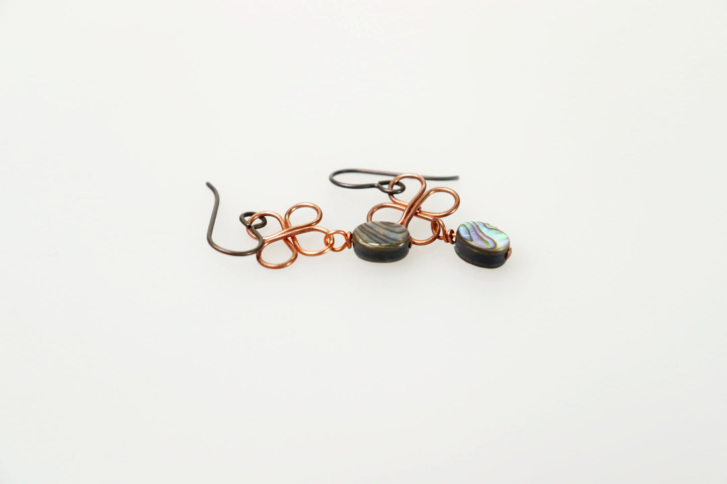 Clover Copper and Abalone Earrings