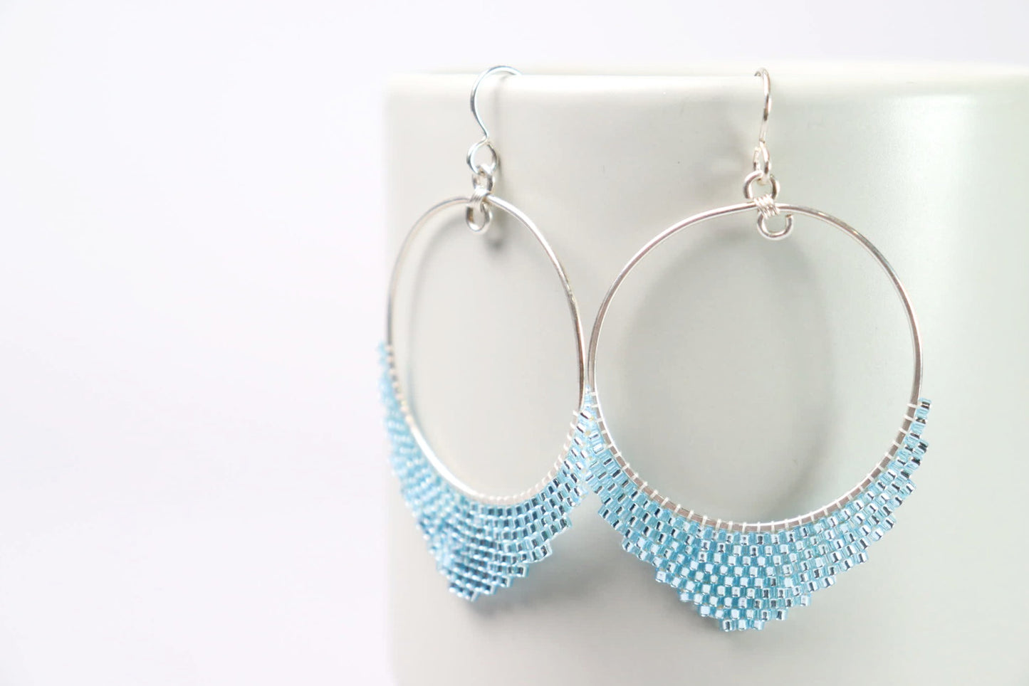 Extra Large Beaded Droplet Earrings in Sterling Silver
