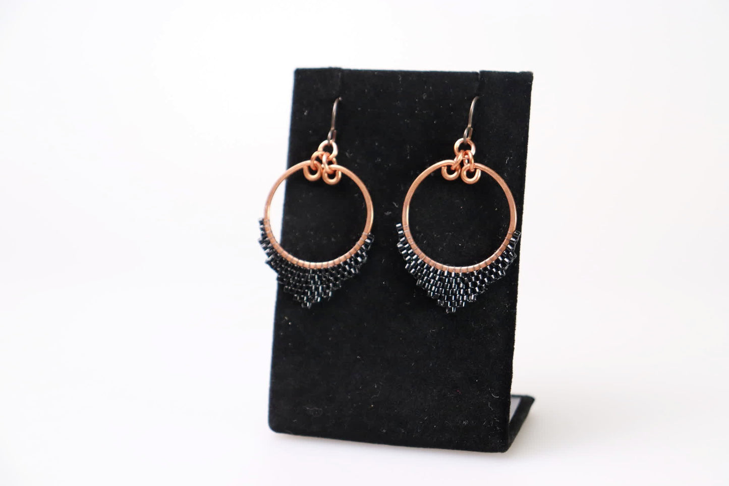 Medium Beaded Droplet Earrings in Copper