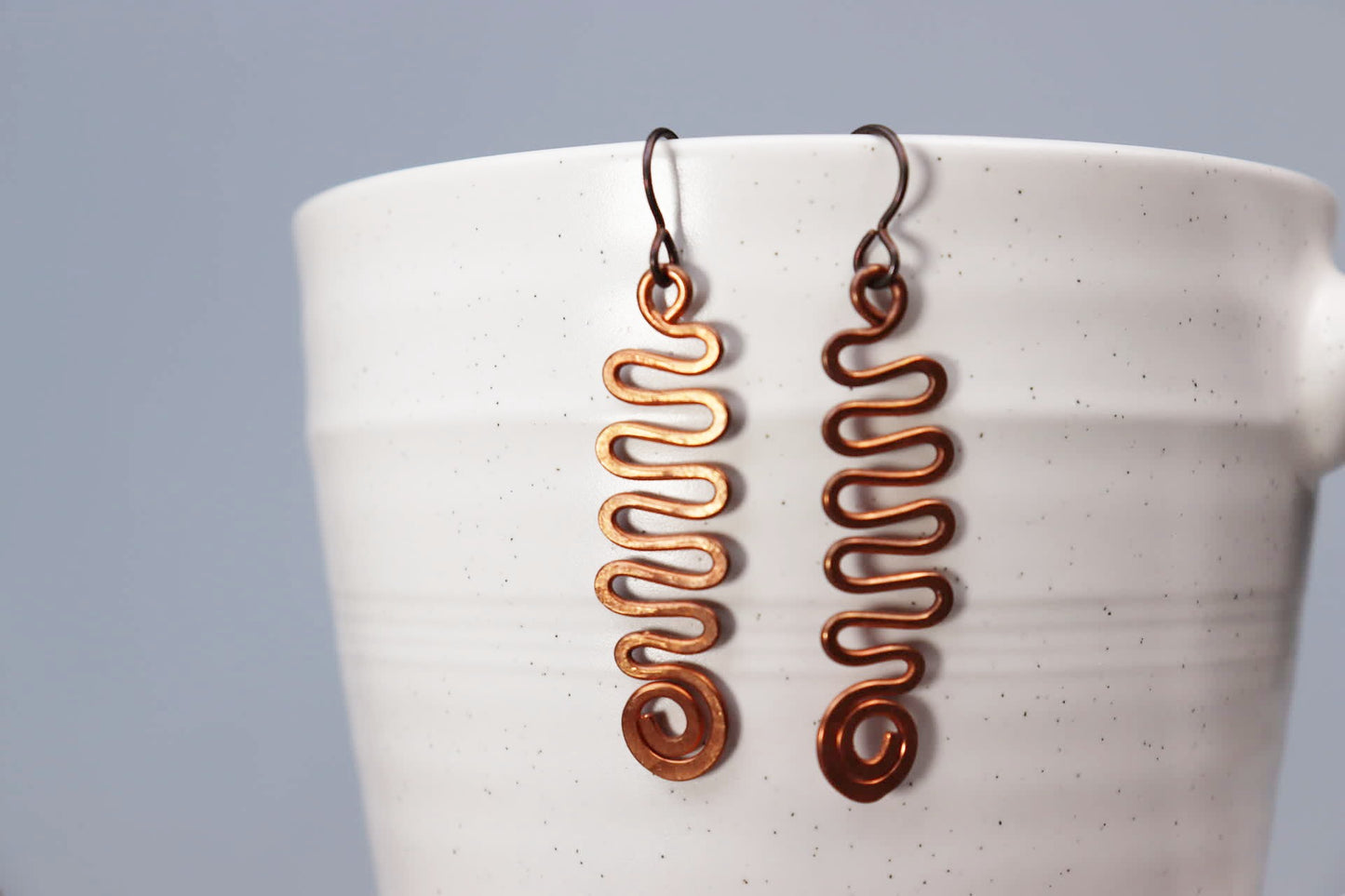 Medium Wave Copper Earrings
