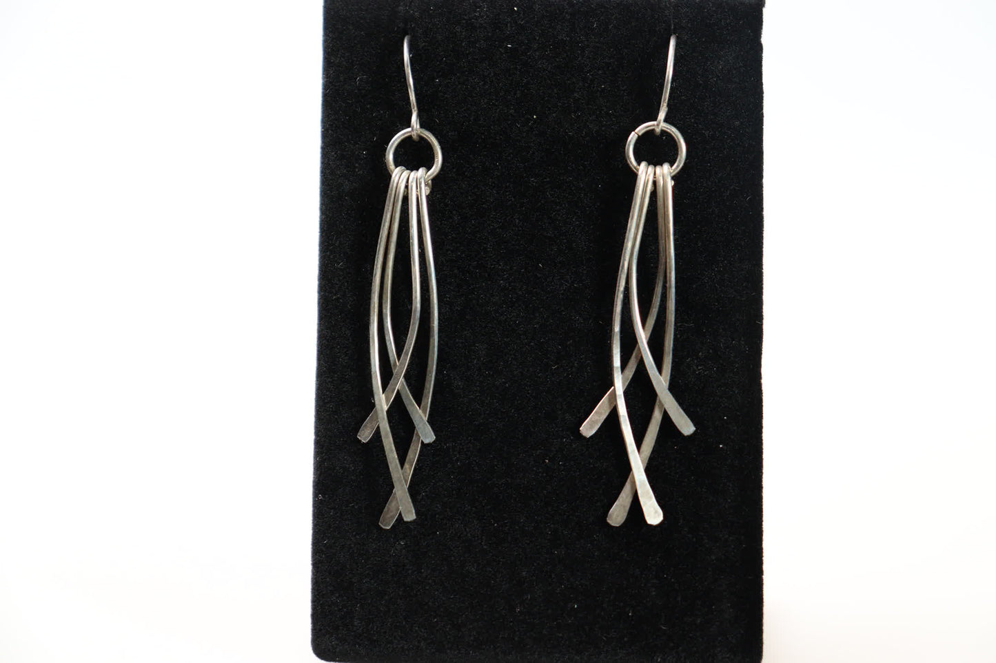 Sterling Silver Hammered Feather Earrings