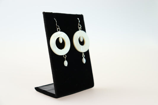 Mother of Pearl Donut and MOP, Sterling Silver Earrings