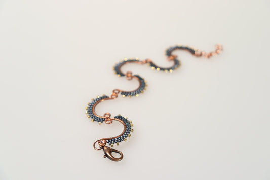 Beaded Half Moon Bracelet in Copper