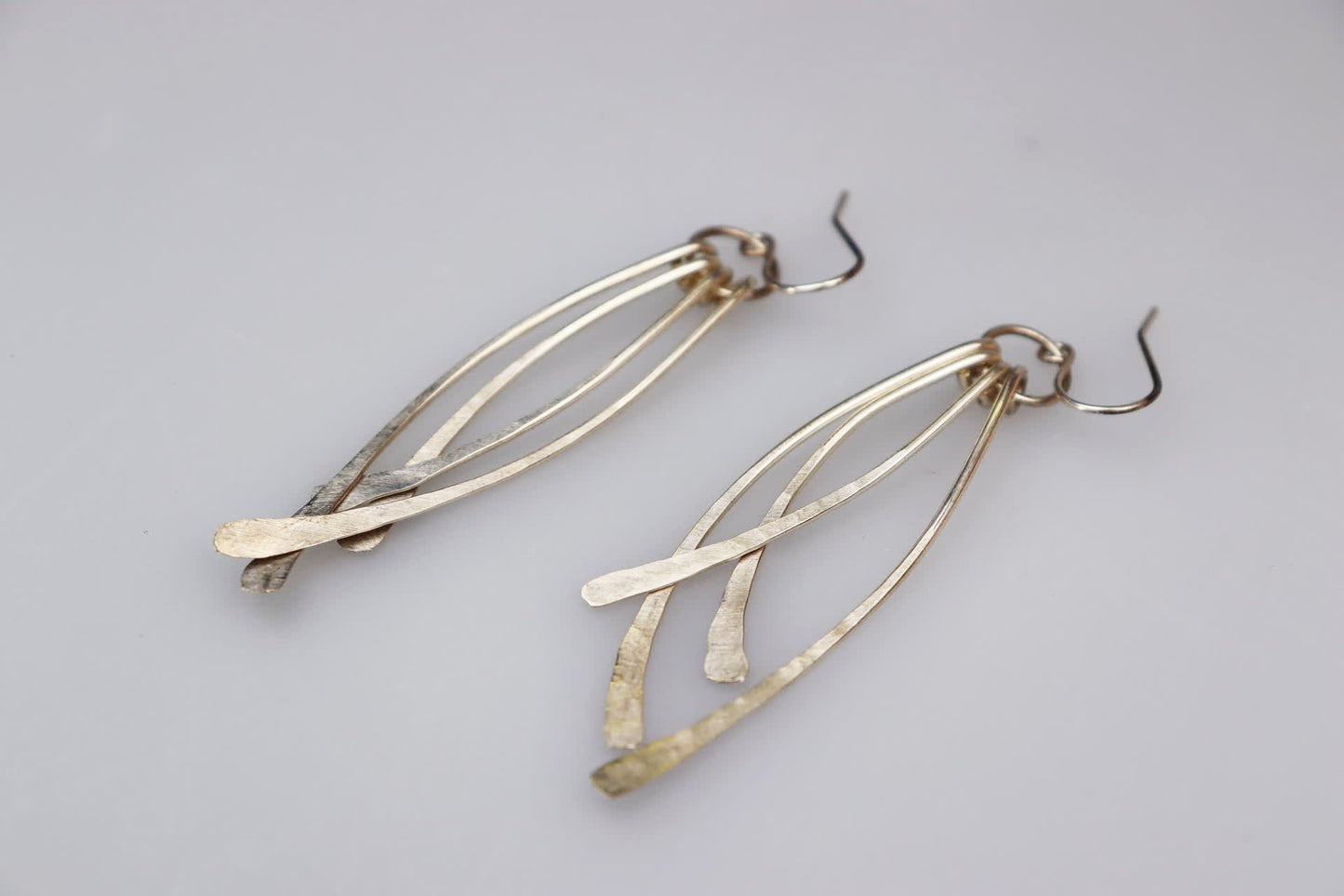 Sterling Silver Hammered Feather Earrings