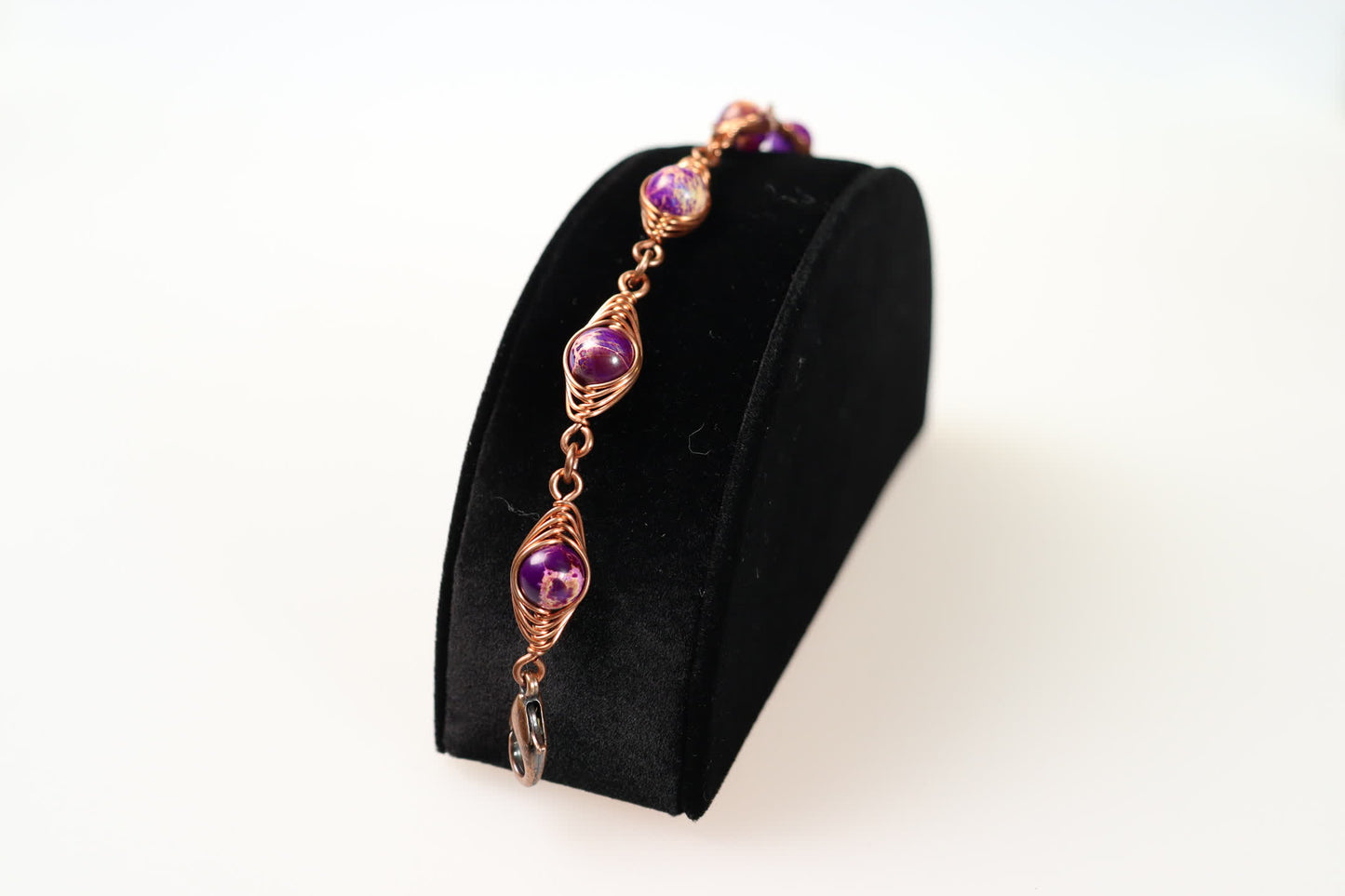 Purple Jasper and Copper Herringbone Bracelet