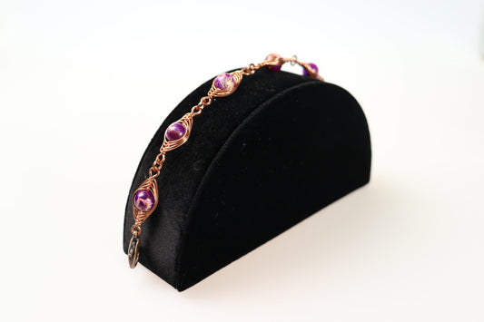 Purple Jasper and Copper Herringbone Bracelet