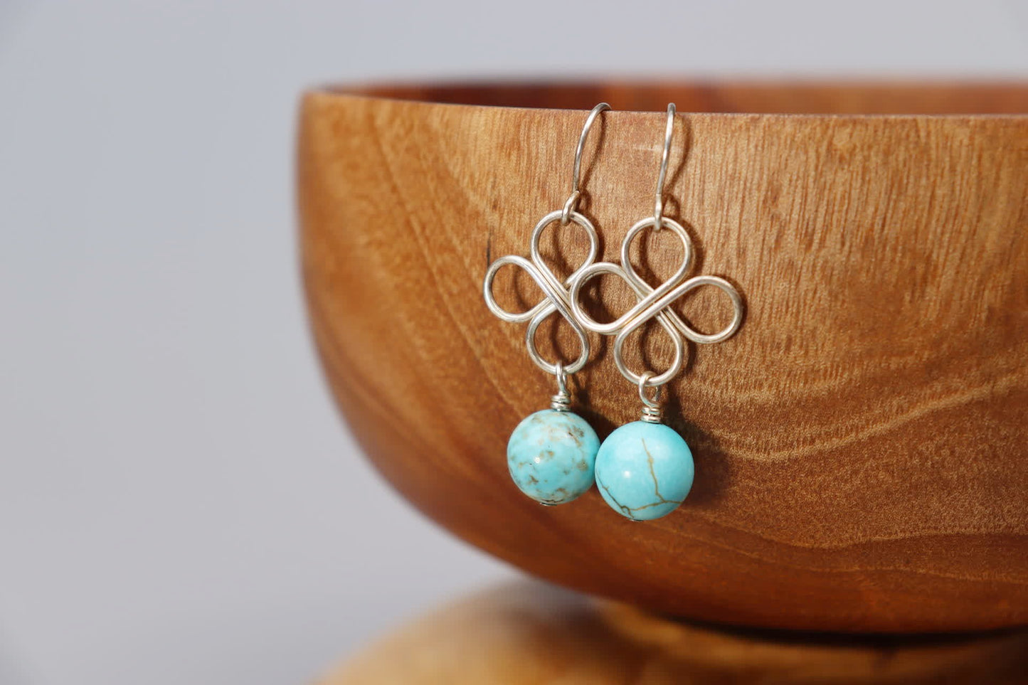 Clover Sterling Silver and Turquoise Earrings