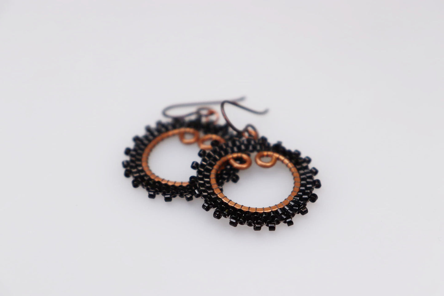 Small Beaded Sunburst Earrings in Copper