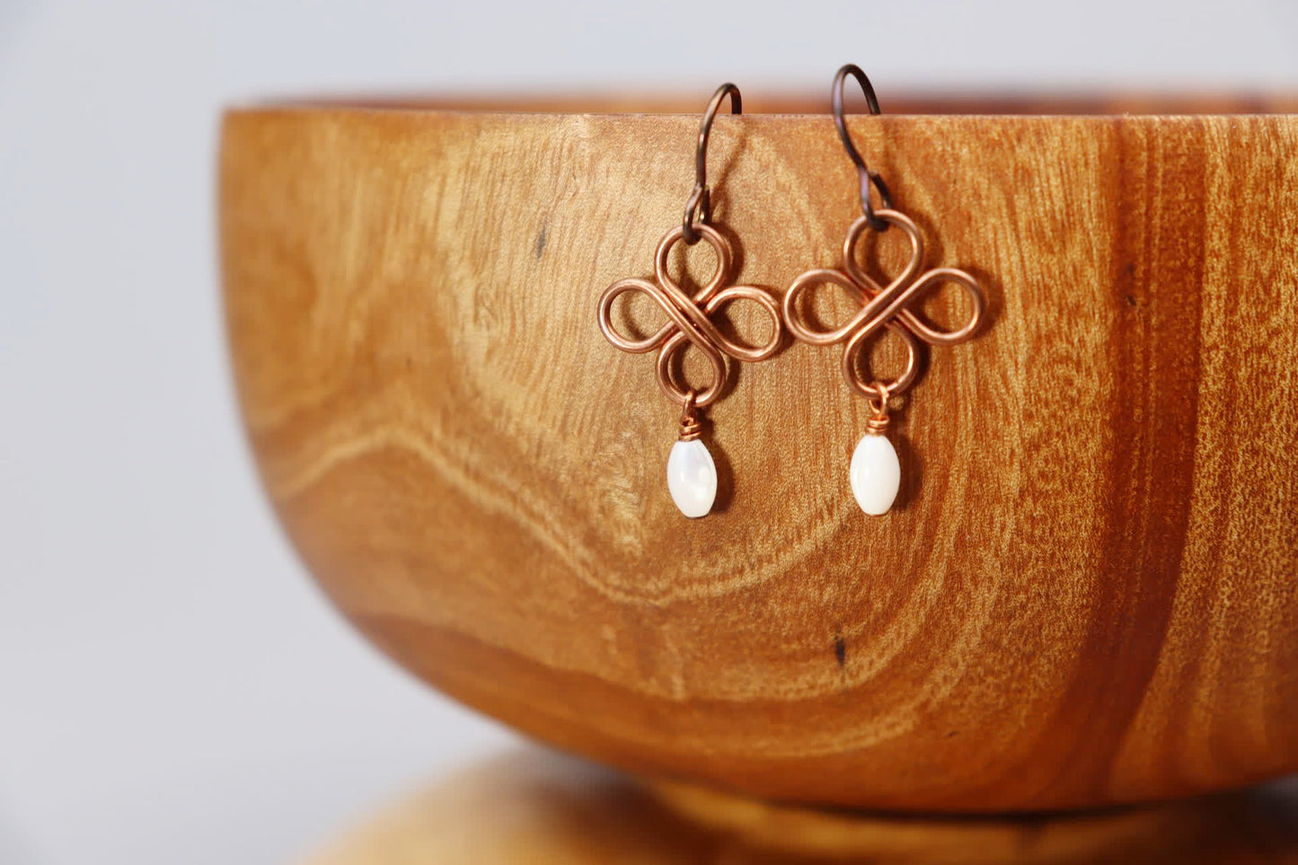 Clover Copper and Mother of Pearl Earrings
