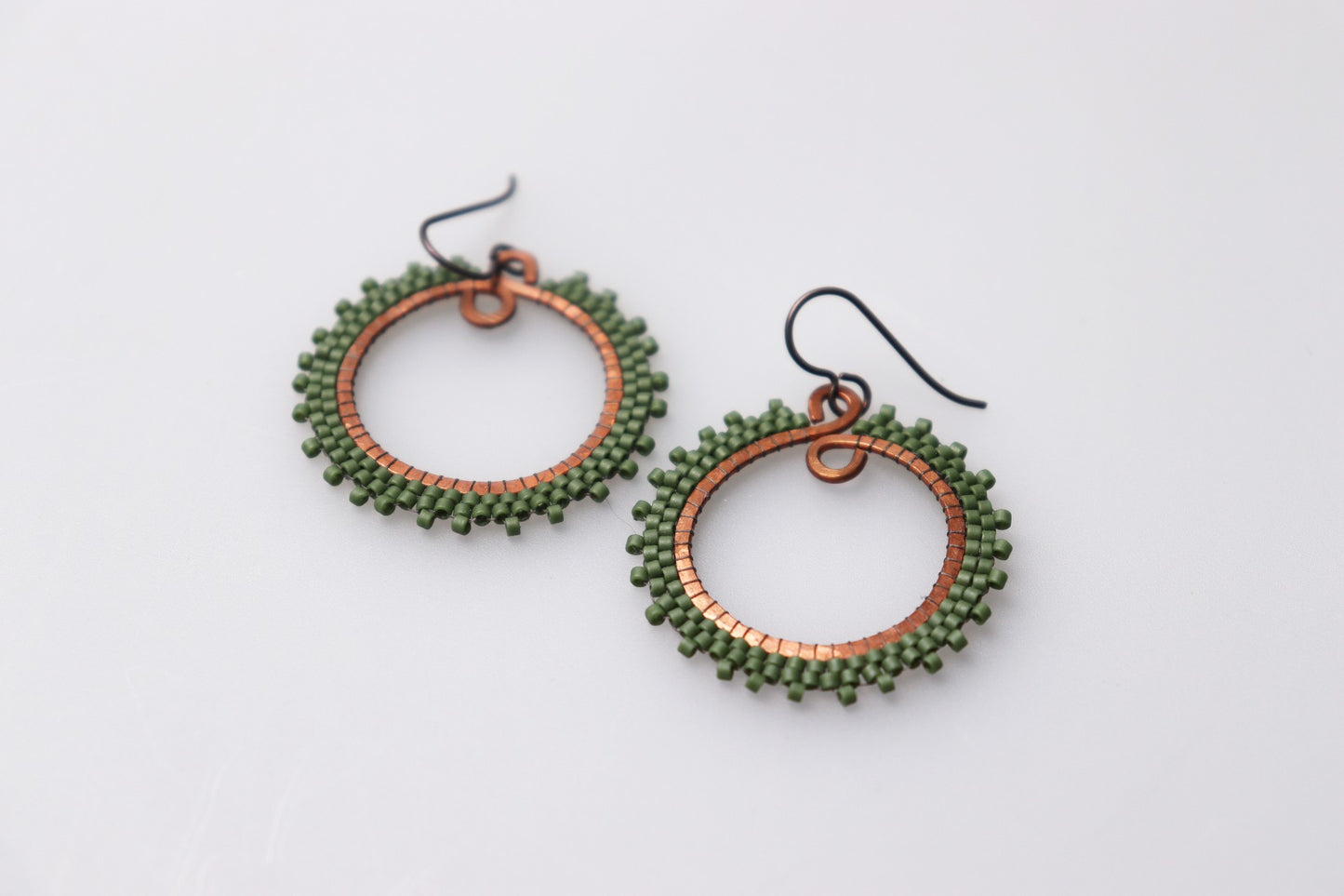 Medium Beaded Wheel Earrings in Copper